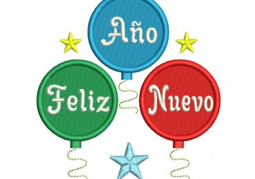 Diseño bordado de feliz año nuevo