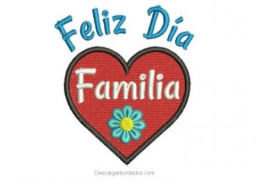 Diseño bordado de feliz día familia