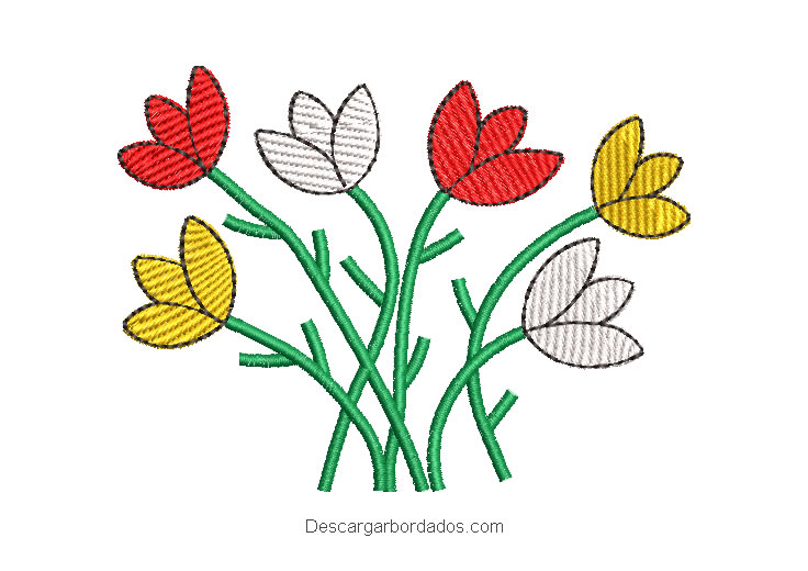Diseño bordado de florales con ramas
