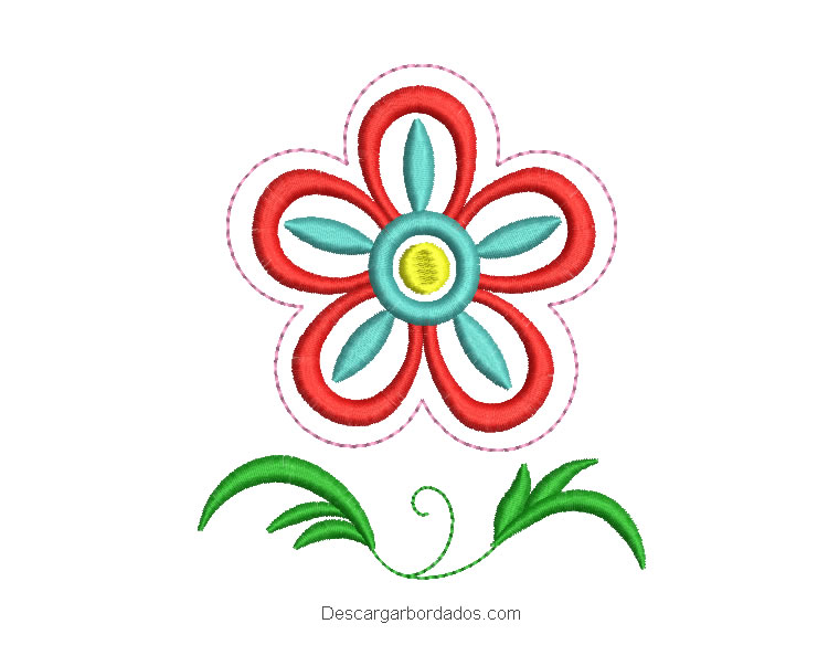 Diseño bordado de flores con decoración
