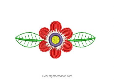 Diseño bordado de flores con hojas decoradas