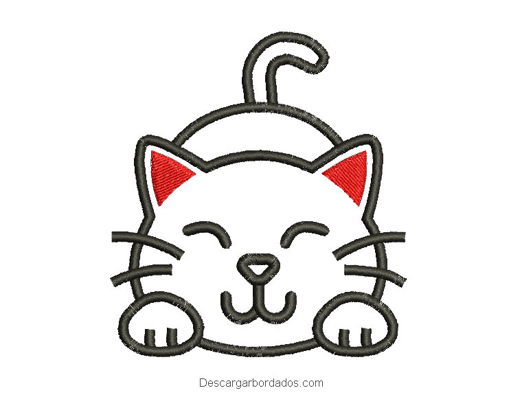 Diseño bordado de gato infantil para bordar