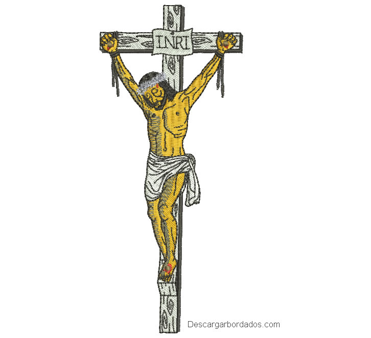Diseño bordado de jesus crucificado