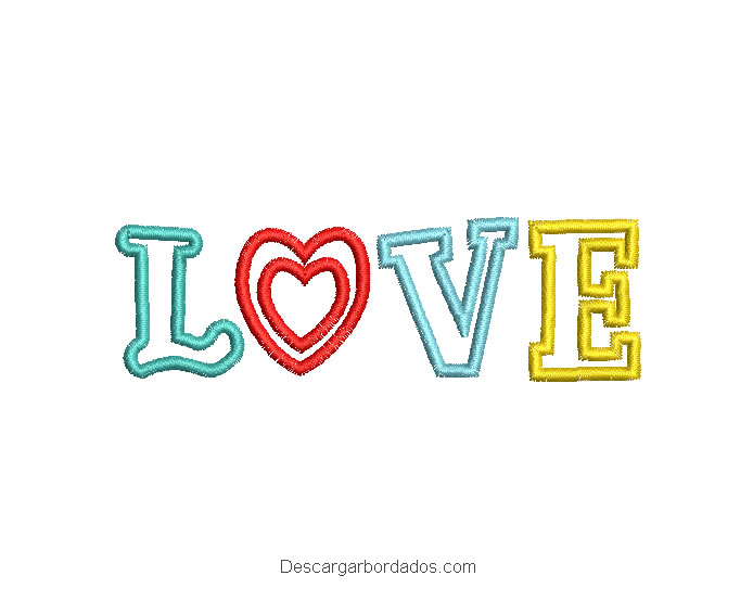 Diseño bordado de letra LOVE para bordar