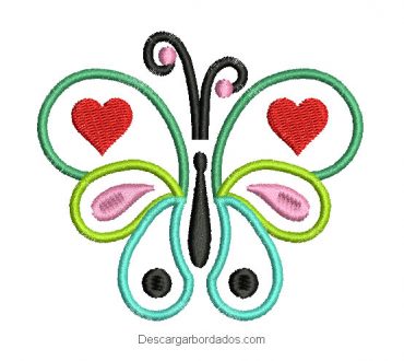 Diseño bordado de mariposa con decoración