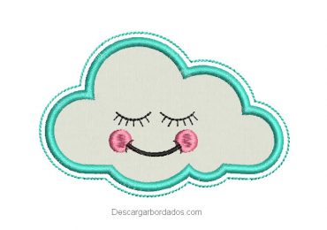 Diseño bordado de nube con aplicación