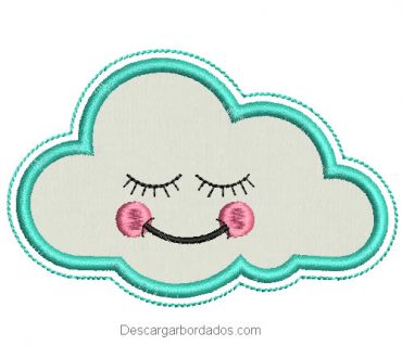 Diseño bordado de nube con aplicación