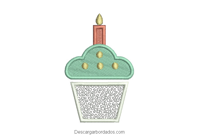 Diseño bordado de torta de cumpleaños