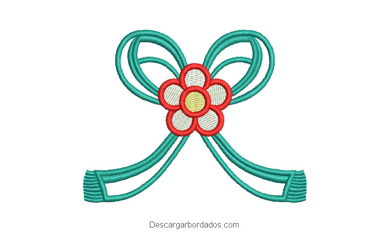 Diseño bordado lazo con flores