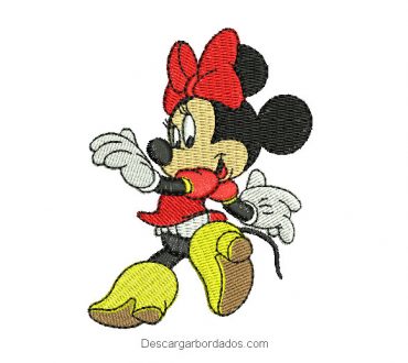 Diseño bordado minnie mouse corriendo