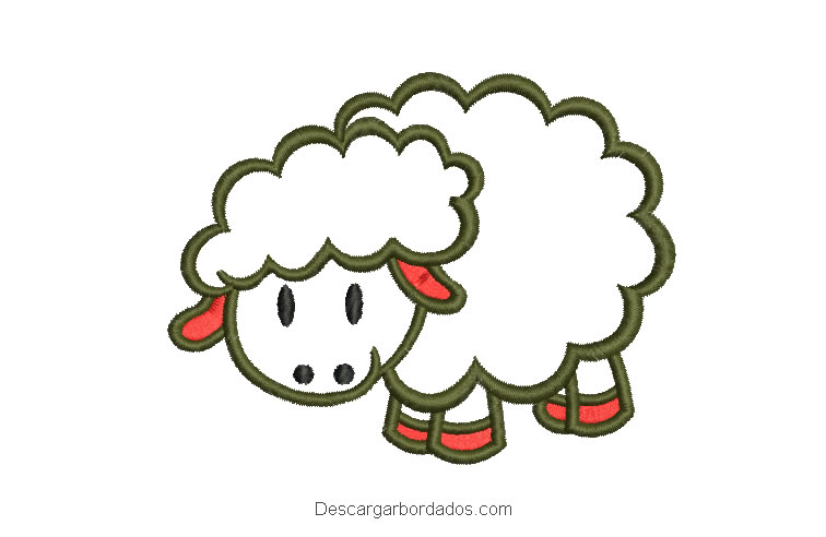 Diseño bordado oveja con decoración