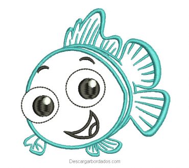 Diseño bordado pez con decoración