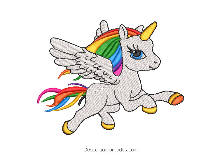 Diseño bordado pony unicornio peluche