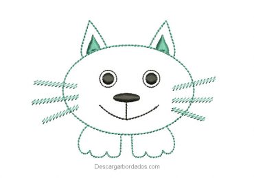 Diseño bordado rostro de gato