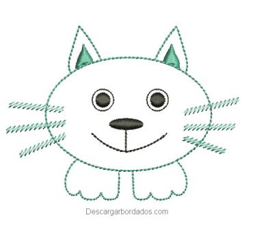 Diseño bordado rostro de gato