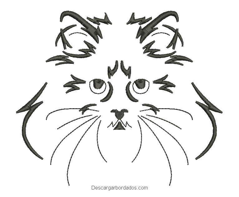 Diseño bordado rostro de gato persa