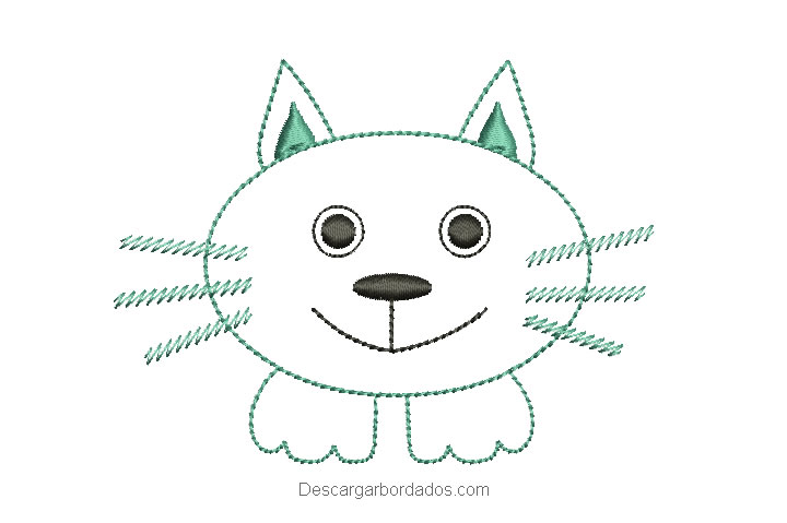 Diseño bordado rostro de gato