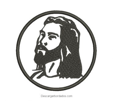 Diseño bordado rostro de Jesús en círculo