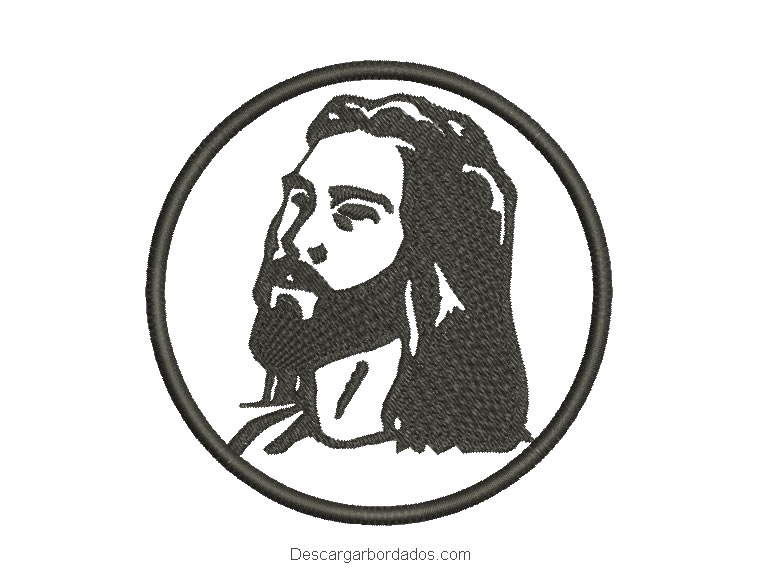 Diseño bordado rostro de Jesús en círculo