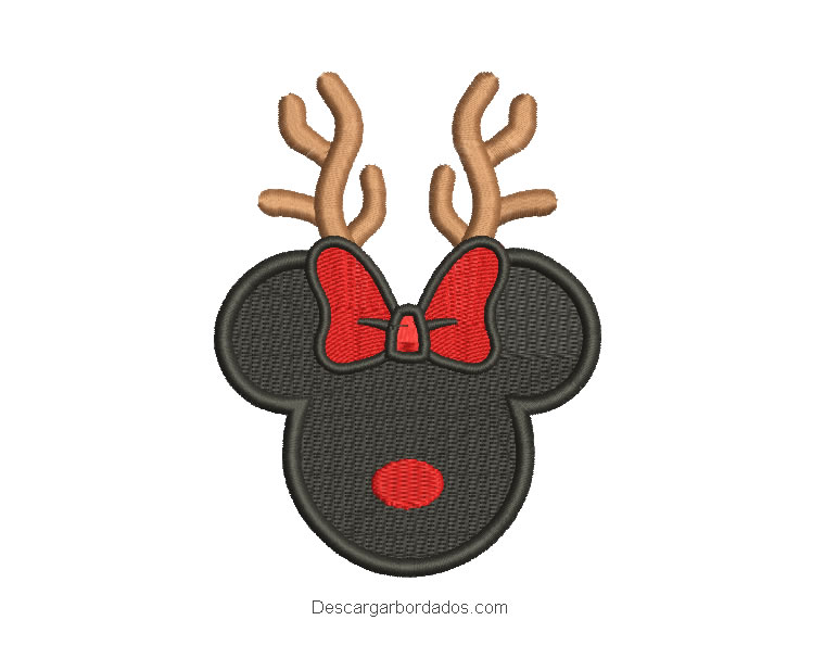 Diseño bordado rostro de minnie mouse para navidad