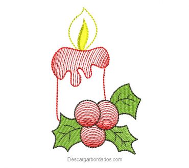 Diseño bordado vela de navidad para bordar