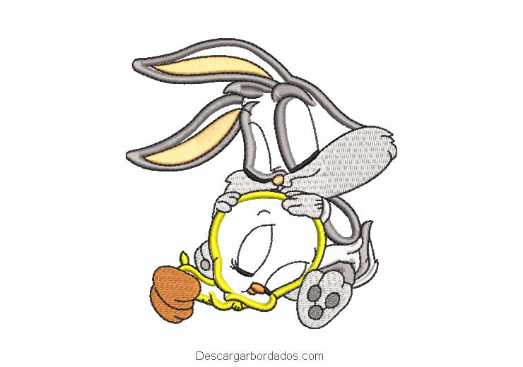 Diseño looney tunes Bugs Bunny y Piolín para bordar