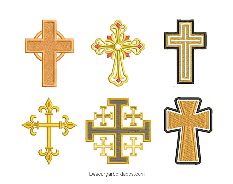 6 Diseños Bordados Cruz De Religión Cristiana Católica Descargar