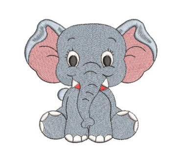 Elefante Bebé Gris Diseños de Bordado