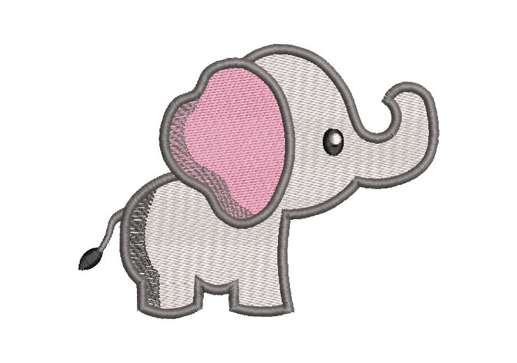 Elefante Bebé con Decoración Diseños de Bordado