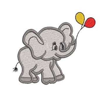 Elefante Bebé con Globos Diseños de Bordado
