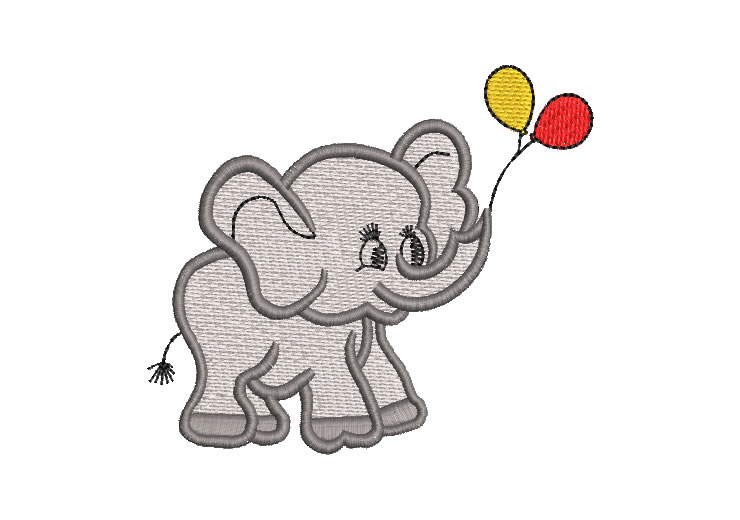 Elefante Bebé con Globos Diseños de Bordado