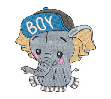 Elefante Bebé con Gorra Diseños de Bordado