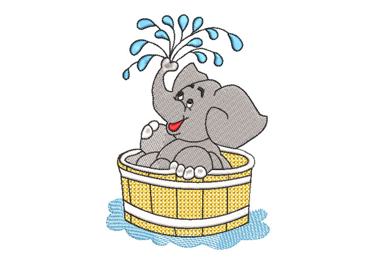 Elefante Bebé en Canasta Diseños de Bordado