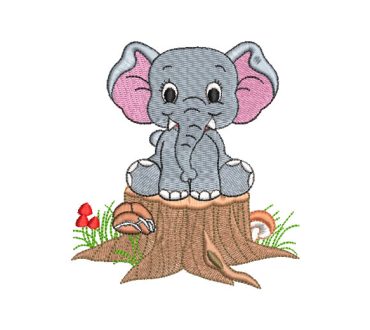 Elefante Infantil Sentado Diseños de Bordado