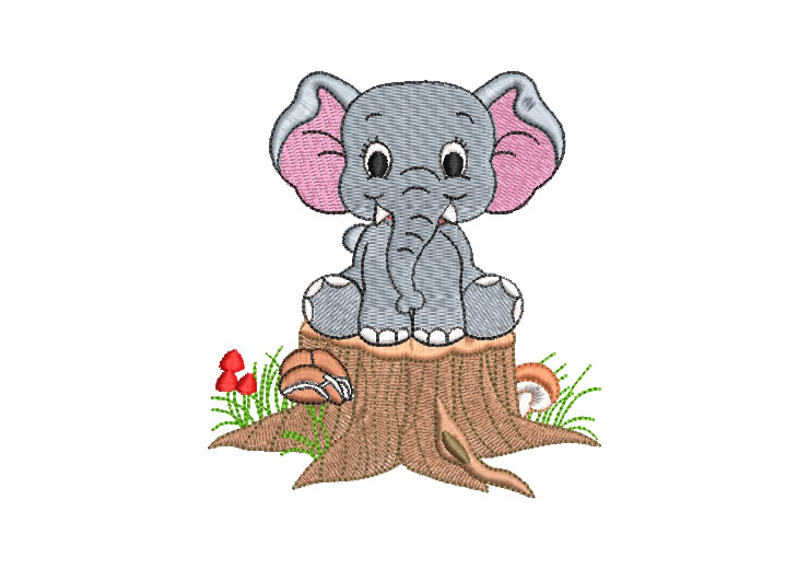 Elefante Infantil Sentado Diseños de Bordado