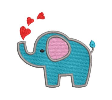 Elefante Infantil con Corazón Diseños de Bordado