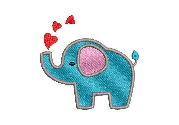 Elefante Infantil con Corazón Diseños de Bordado