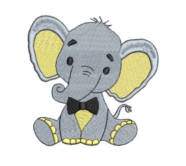 Elefante Infantil con Corbata Diseños de Bordado