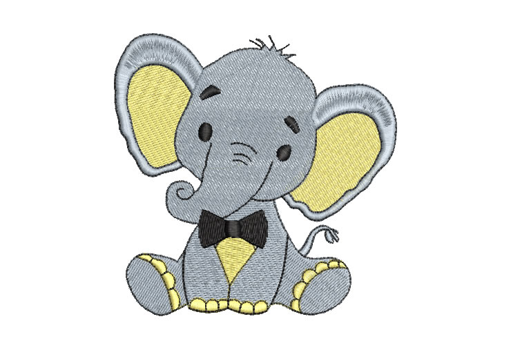 Elefante Infantil con Corbata Diseños de Bordado