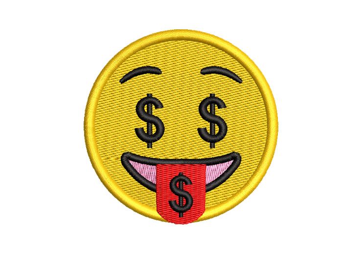 Emoji con Signo de Dólar Diseños de Bordado