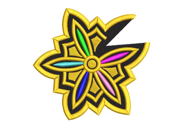 Flor Dorada en el hombro de Rumi Kpop Huntrix Diseños de Bordado
