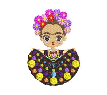 Frida Kahlo Muñeca con Pollera Diseños de Bordado