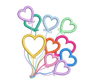 Globos de Colores Forma de Corazón Diseños de Bordado