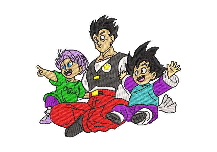 Gohan Goten y Trunks Dragon Ball Z Diseños de Bordado