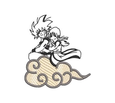 Goku y chi-chi volando dragon ball Z Diseños de Bordado