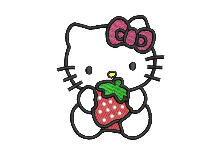 Hello Kitty con su clasico Diseños de Bordado