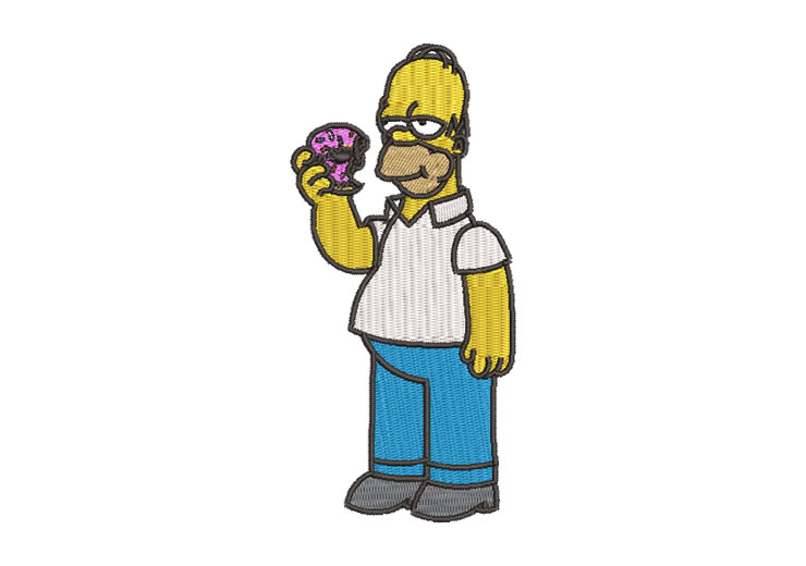 Homero Simpson Comiendo Rosquilla Diseños de Bordado