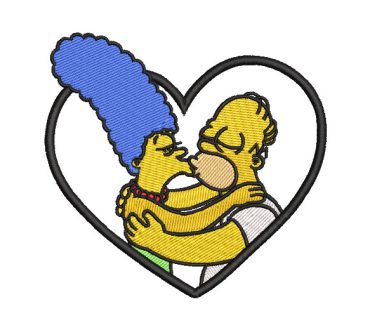Homero y Marge Simpson abrazados Diseños de Bordado