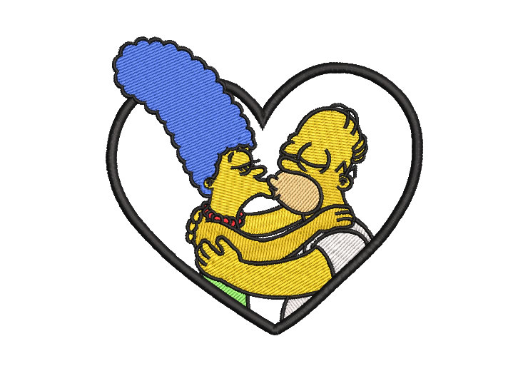 Homero y Marge Simpson abrazados Diseños de Bordado