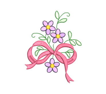 Lazo Rosa con Flores Diseños de Bordado